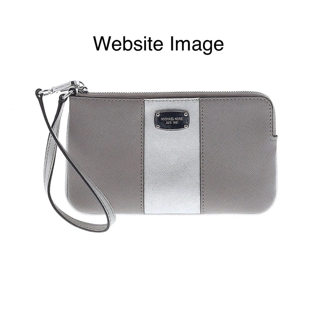 Michael Kors Met Center Stripe Leather Wristlet